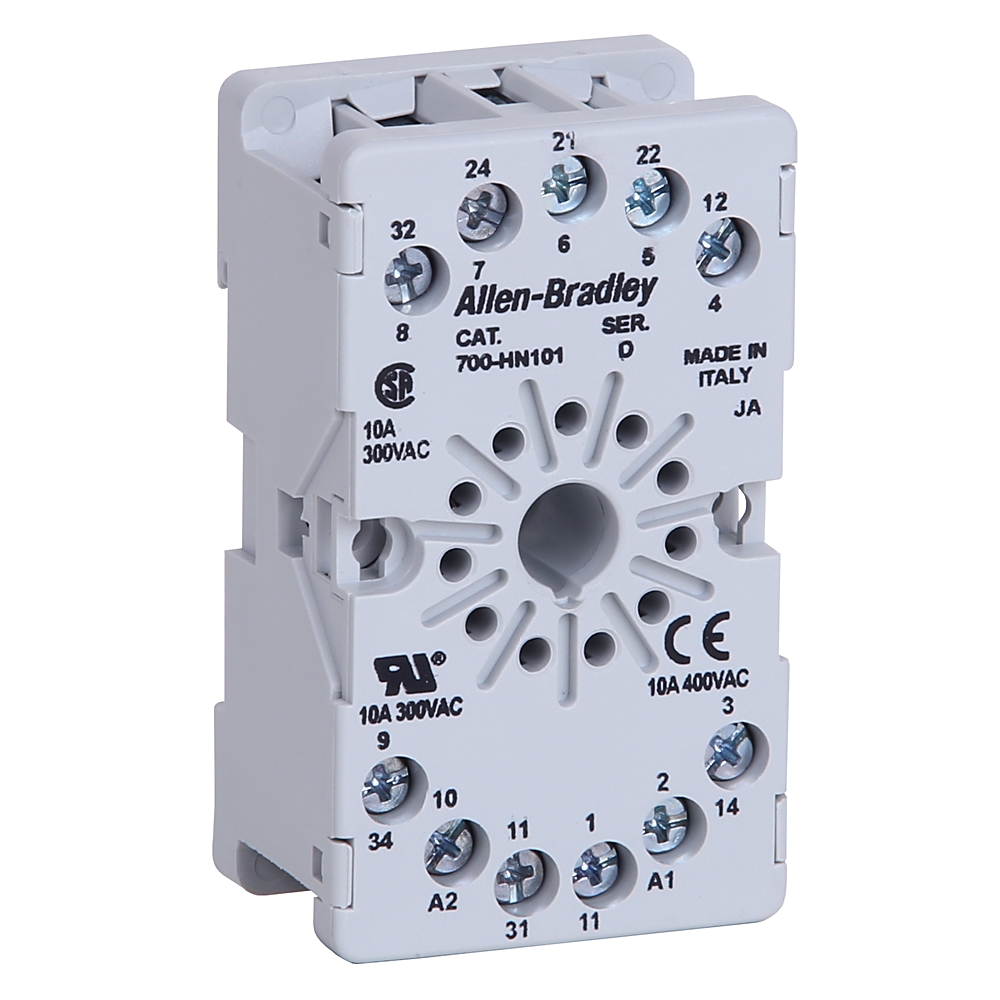 Allen Bradley 700-HN 11 Pin 300V DIN Rail, Panel Mount Relay Socket, for use with 700-HA Relay