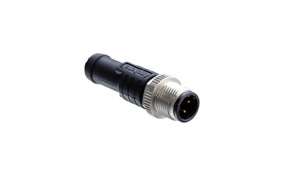 Amphenol Industrial Industrial Circular Connector, 4 Contacts, Threaded, M12 Connector, Plug, Male, IP68, IP69K, M
