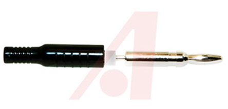 Mueller Electric Black Male Banana Plug, 4 mm Connector, Crimp, Solder Termination, 15A, 5000V dc, Nickel Plating