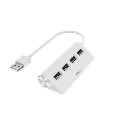 Hama 4 Port USB 2.0 USB A  Hub, USB Powered, 8.9 x 3.8 x 2.2cm