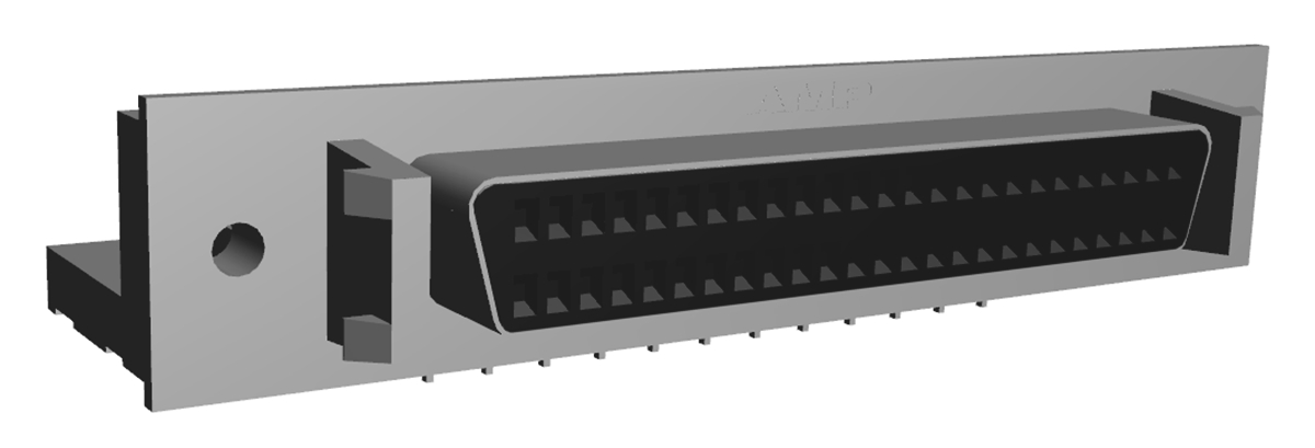 TE Connectivity Amplimite .050 III 50 Way Right Angle Through Hole D-sub Connector Socket, 1.27mm Pitch, with