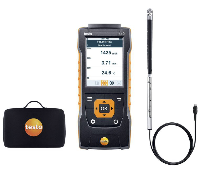 Testo 440 16 mm Vane Kit NTC, TC, Vane Anemometer, 50m/s Max, Measures Air Velocity, Volume Flow
