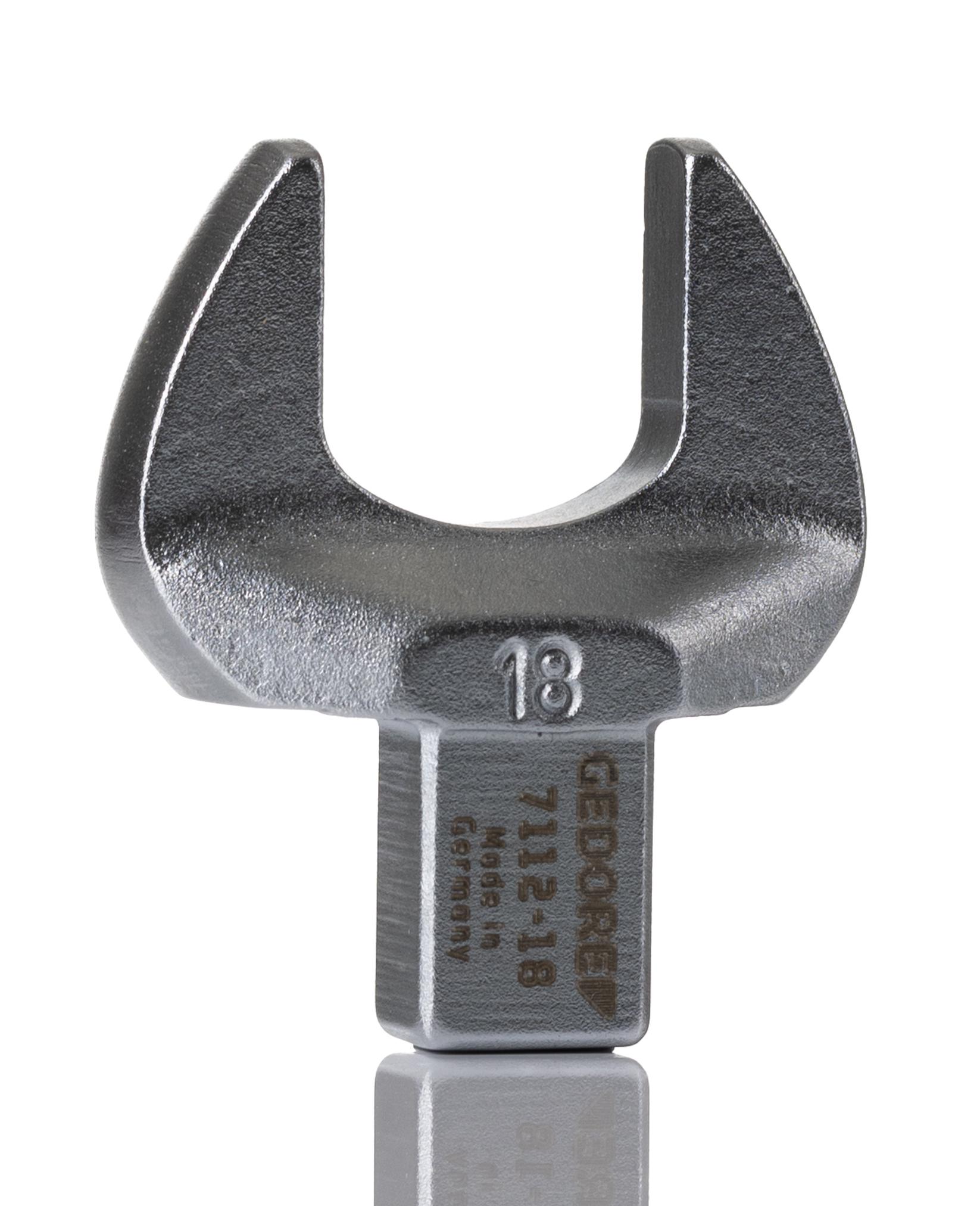 Gedore 7112 Series Open Ended Insert Spanner Head, 18 mm, 9 x 12mm Insert, Chrome Finish