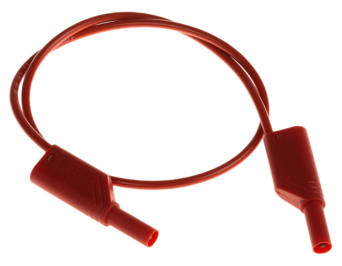 Hirschmann Test & Measurement Test lead, 16A, 1000V ac/dc, Red, 50cm Lead Length