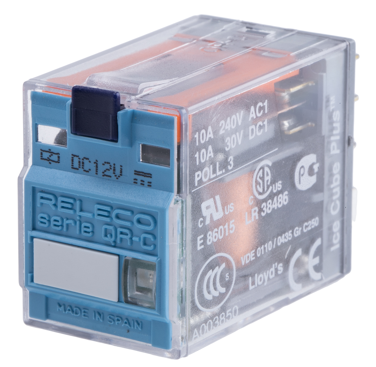 Releco Plug In Power Relay, 12V dc Coil, 10A Switching Current, DPDT