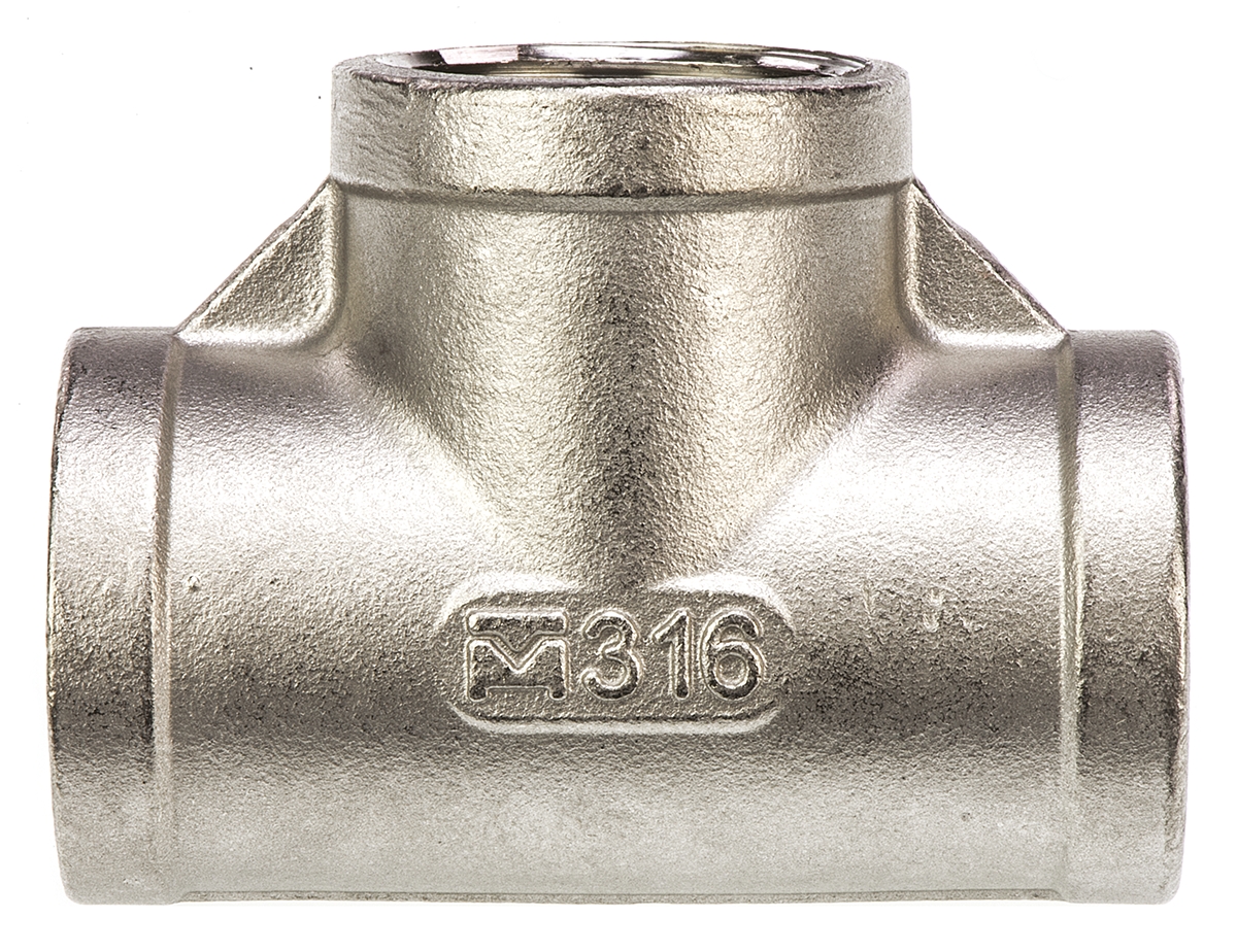 RS PRO Stainless Steel Pipe Fitting, Tee Circular Tee, Female G 3/4in x Female G 3/4in x Female G 3/4in