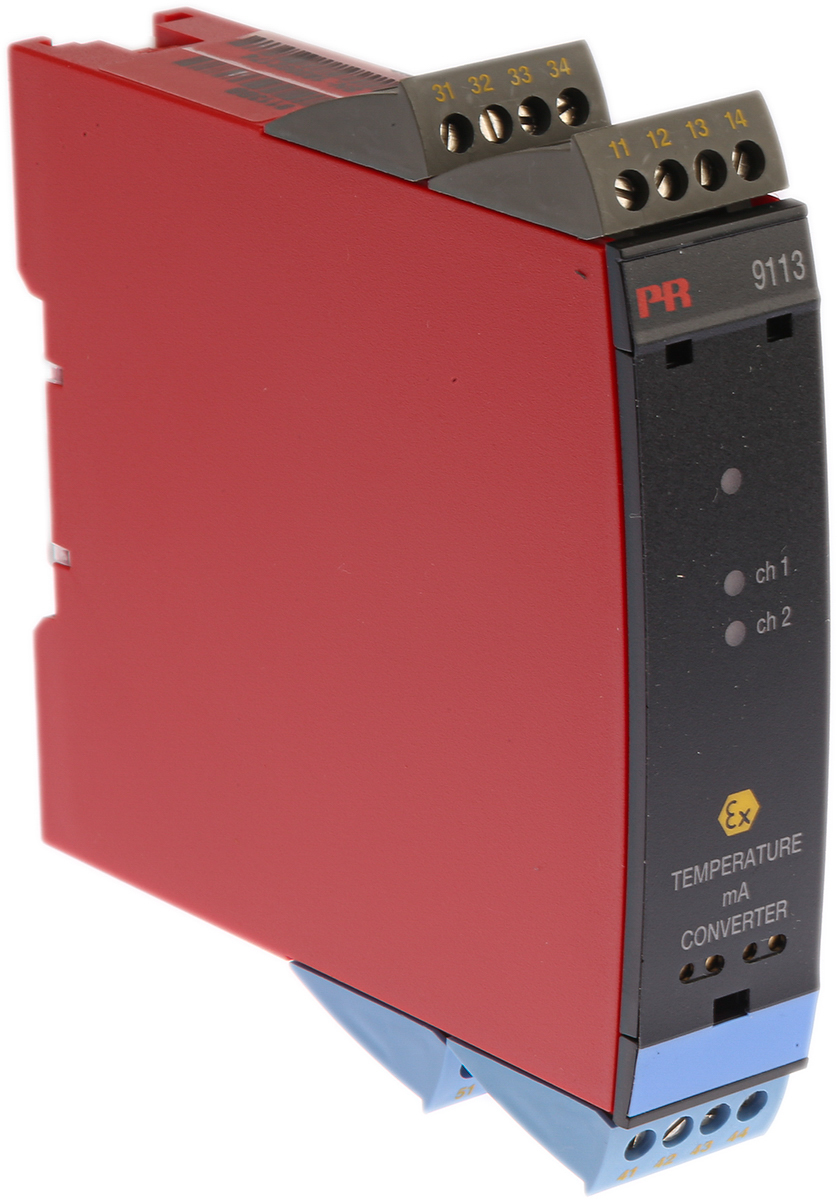 PR Electronics 9100 Series Temperature Converter, Current, RTD, Thermocouple Input, Current, Relay Output, 19.2