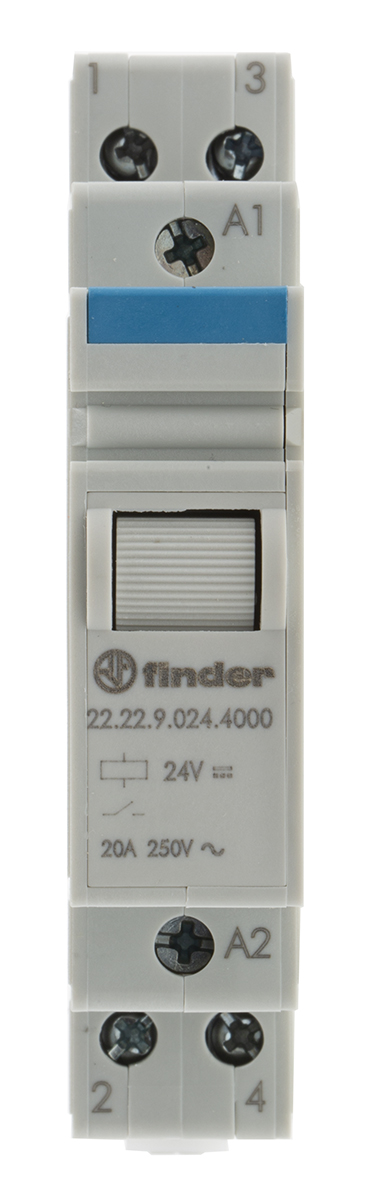 Finder DIN Rail Relay, 24V dc Coil, 20A Switching Current, DPST-NO