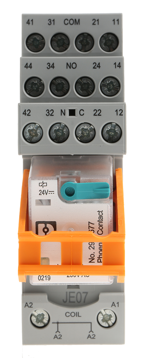 Phoenix Contact RIF-2-RSC-LDP-24DC/4X21 Series Interface Relay, DIN Rail Mount, 24V dc Coil, 4PDT, 4-Pole