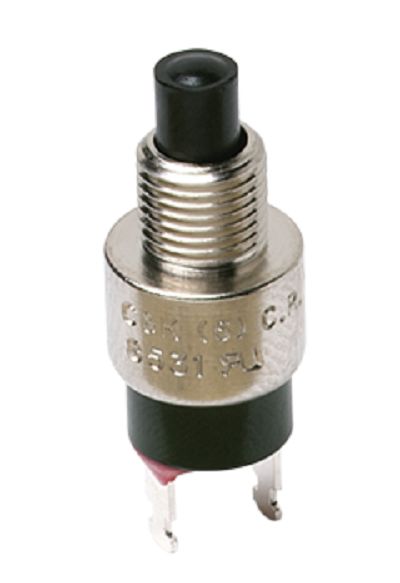 C & K 85000 Series Push Button Switch, (On)-Off, Panel Mount, SPST, Black LED, 120V