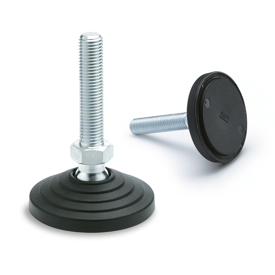 Elesa M10 80mm Dia. PA Levelling Adjustable Foot, 1600daN Static Load Capacity 15° Tilt Angle