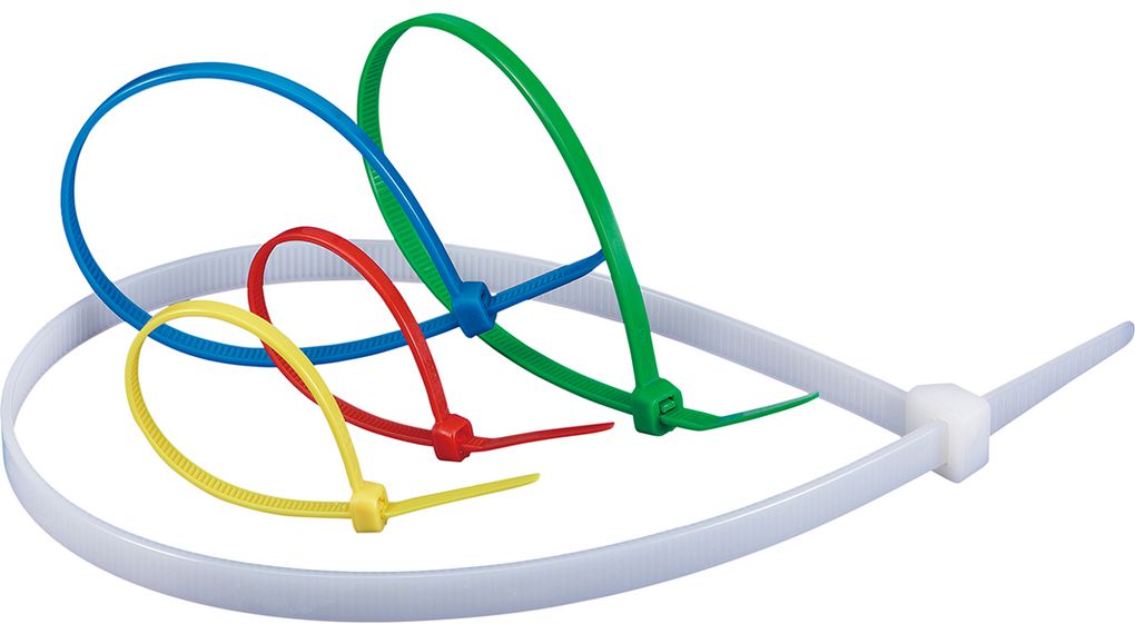 RND Cable Tie, White Polyamide 6.6 (PA66), Pk-50