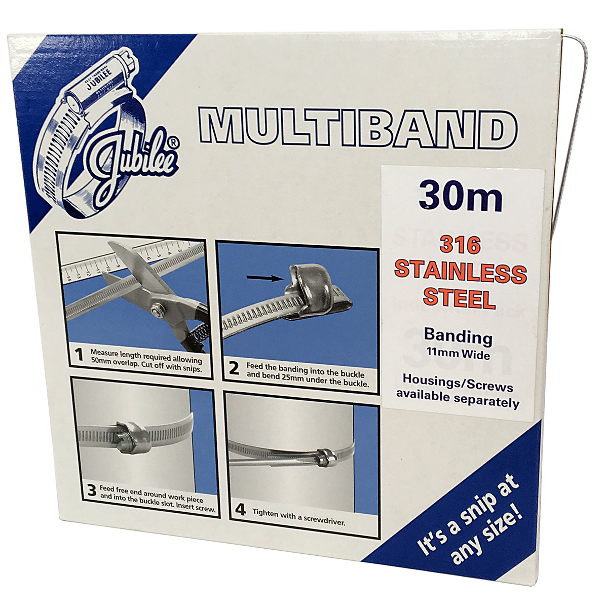 Jubilee Stainless Steel Hex Screw Banding, 11mm Band Width