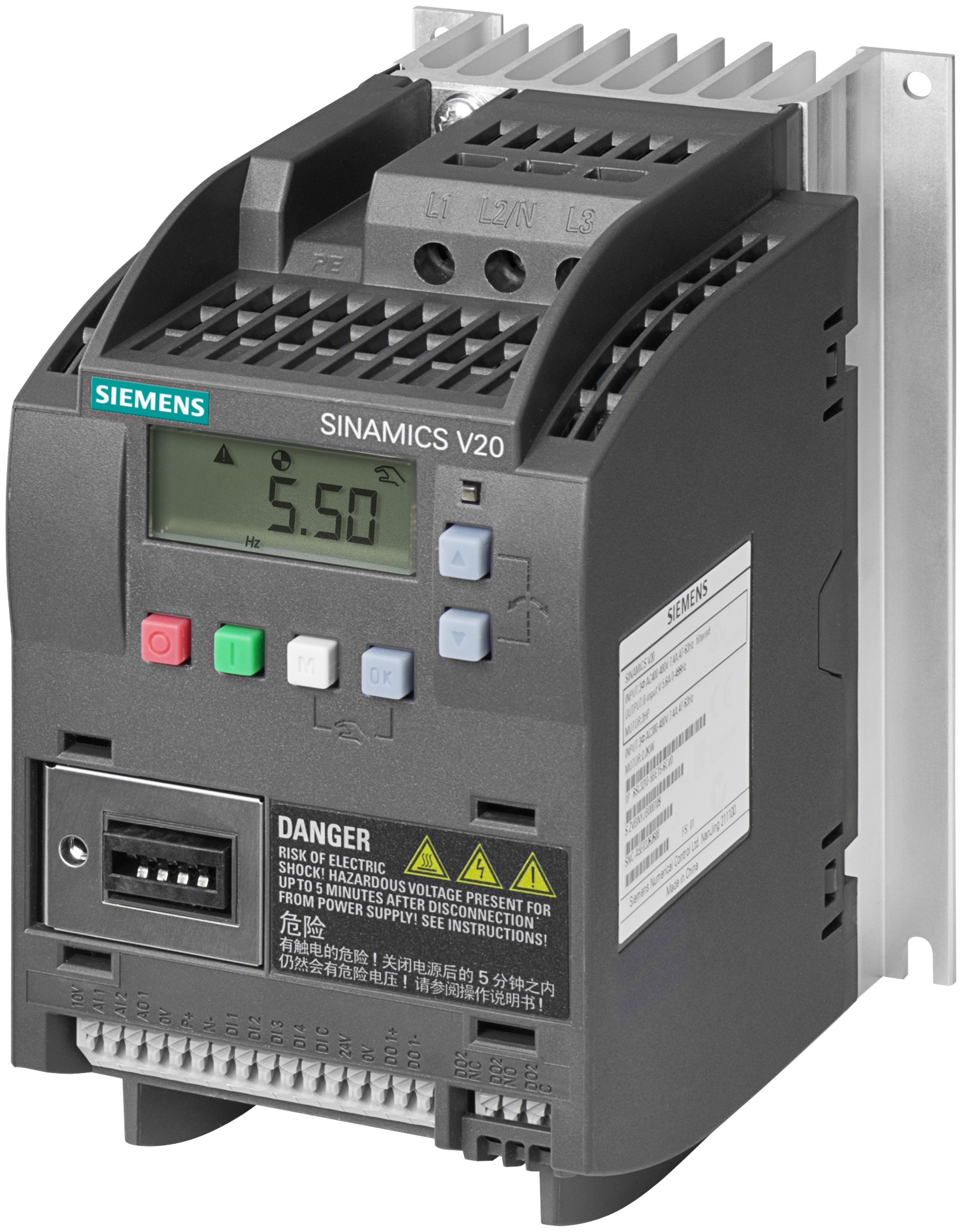 Siemens Inverter Drive, 1.1 kW, 3 Phase, SINAMICS V20 Series 480 V 3.1 A