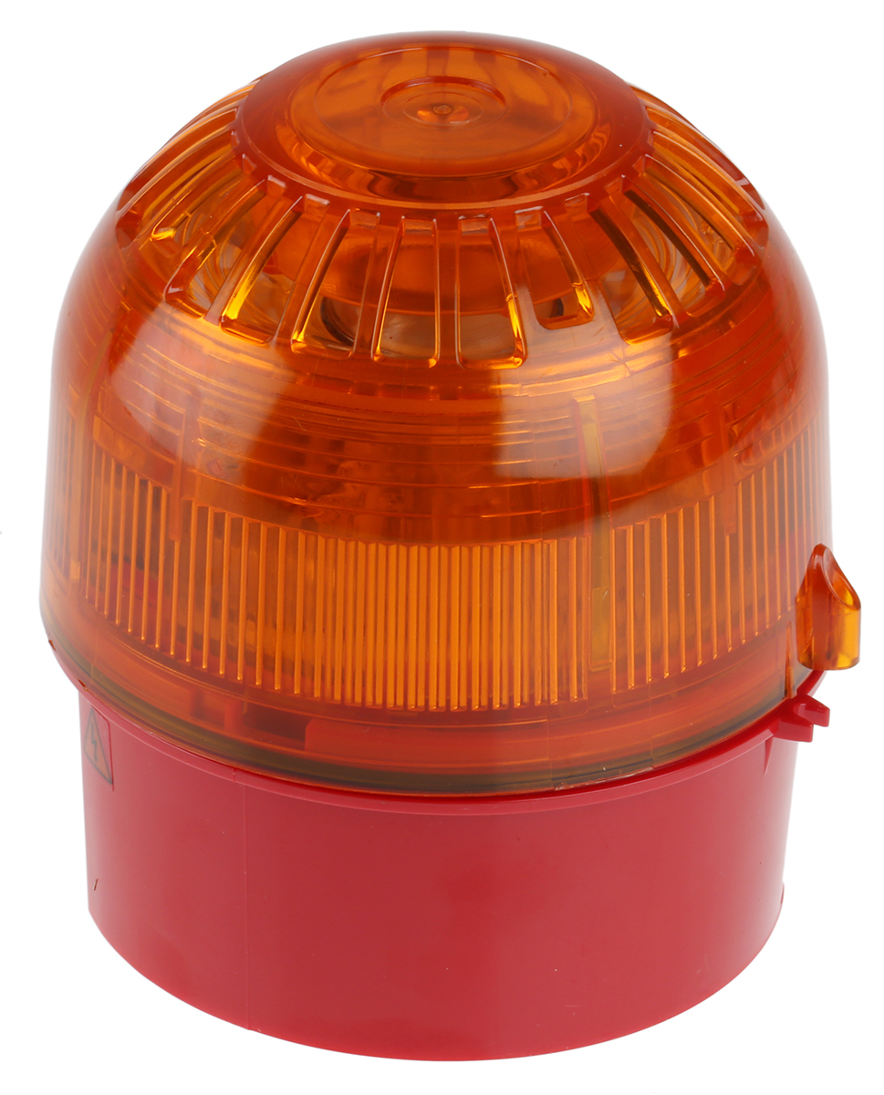 Klaxon PSS Series Amber Sounder Beacon, 110 → 230 V ac, IP65, Base Mount, 102dB at 1 Metre