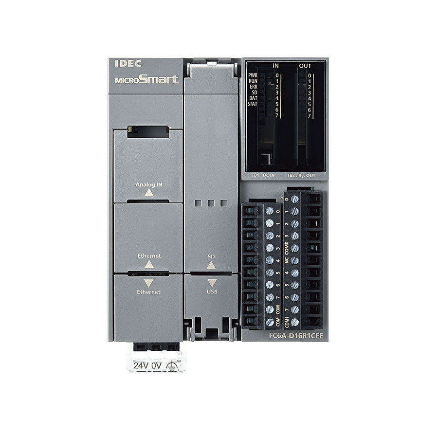 Idec FC6A-D16R1CEE Series PLC CPU for Use with FC6A, 24 V dc Supply, Relay Output, 8-Input, Analog Input