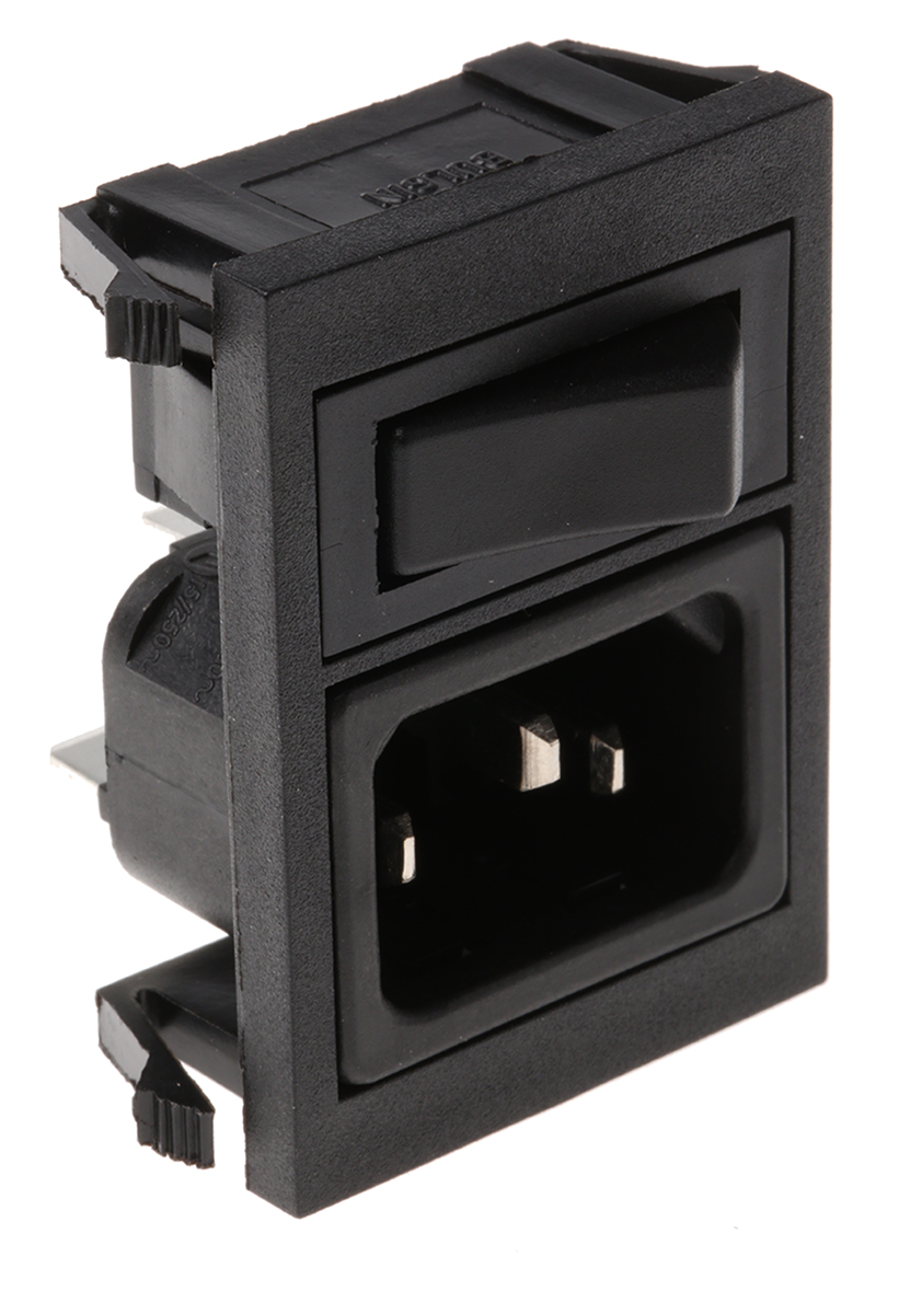 Bulgin C14 Snap-In IEC Connector Male, 10A, 250 V