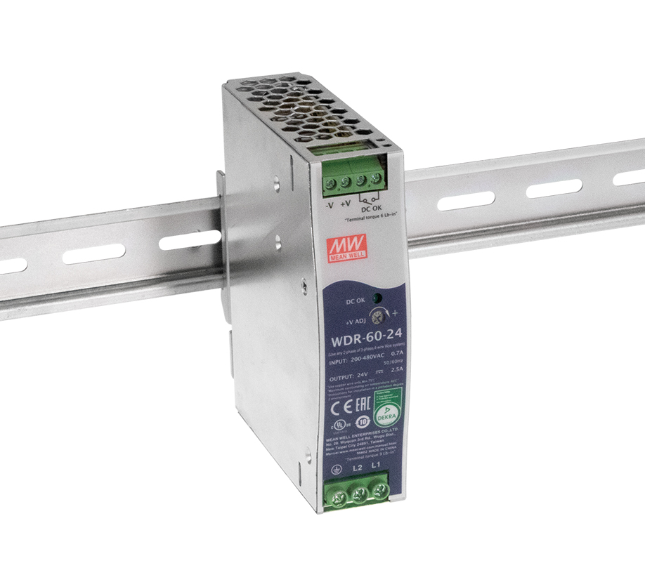 MEAN WELL WDR Switched Mode DIN Rail Power Supply, 180 → 550 V ac / 254 → 780V dc ac, dc Input, 48 V dc