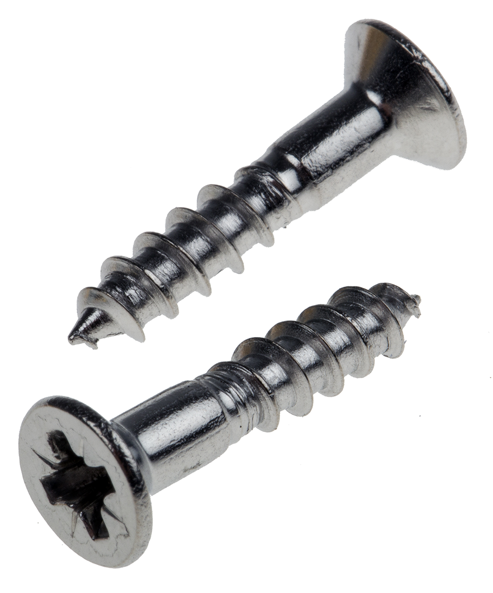 RS PRO Pozidriv Countersunk Stainless Steel Wood Screw, A2 304, 4mm Thread, 20mm Length