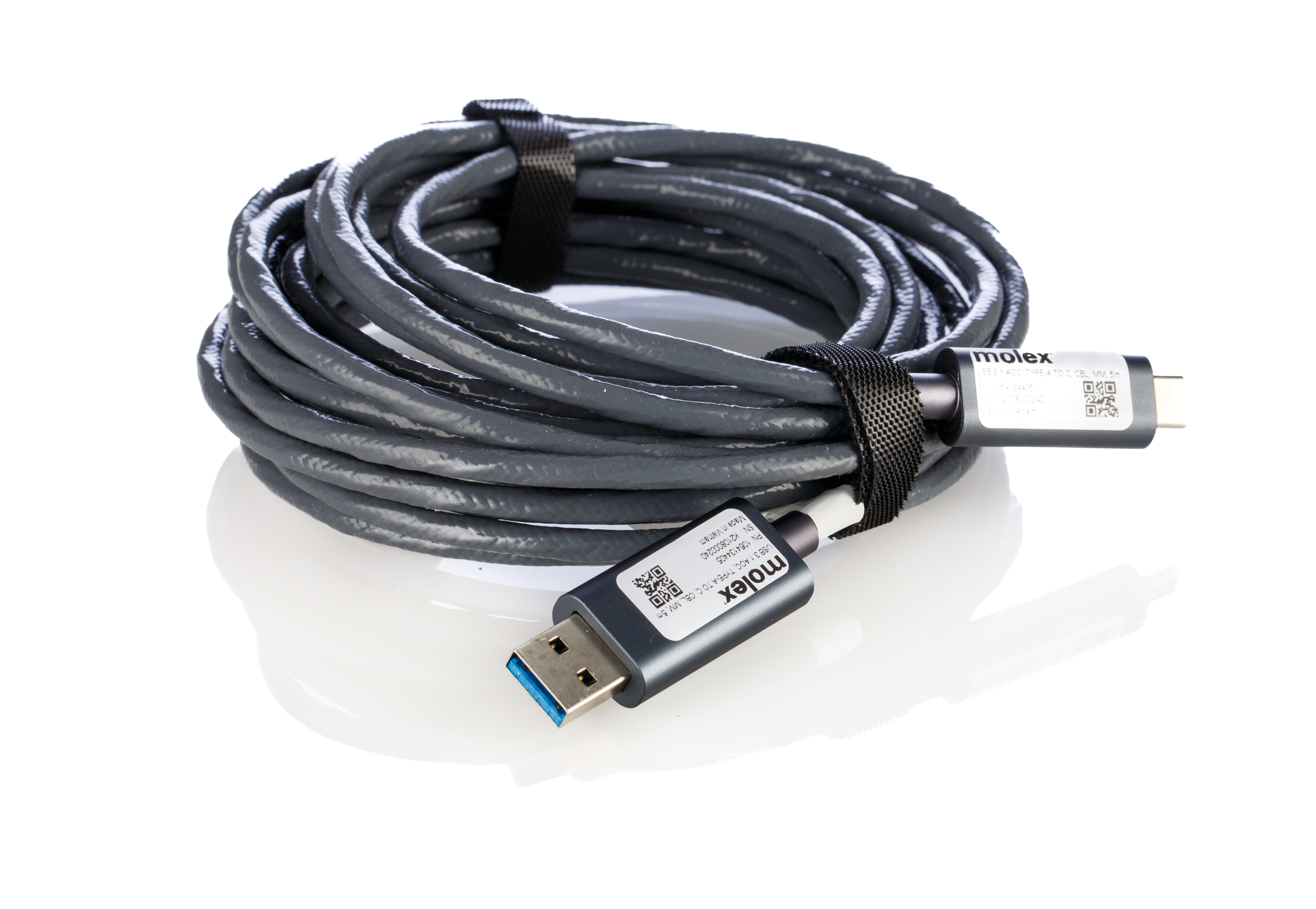 Molex USB 3.1, Male USB A to Male USB C, 5m