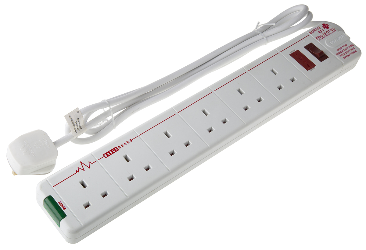 RS PRO 2m 6 Socket Type G - British Extension Lead