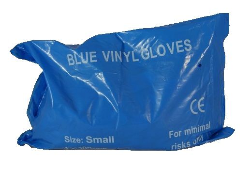 Reldeen Blue Powdered Vinyl Disposable Gloves, Size 8, Medium, 200 per Pack