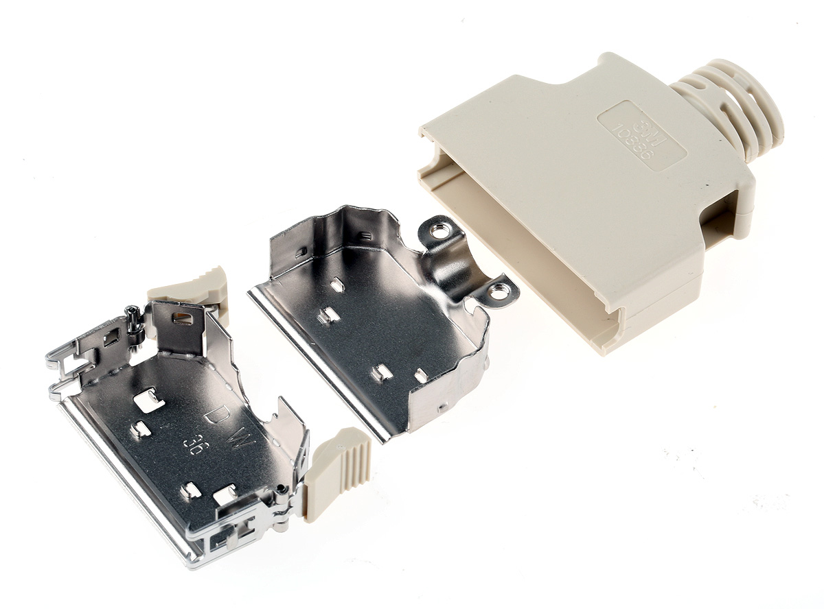 3M 103 Series ABS D Sub Backshell, 36 Way, Strain Relief
