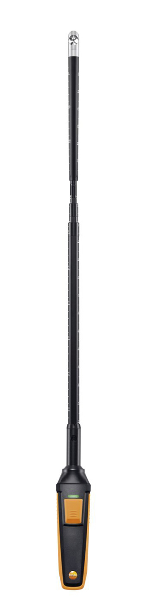 Testo Probe for Air Velocity, Temperature, Volume Flow, +70°C Max, Battery-Powered