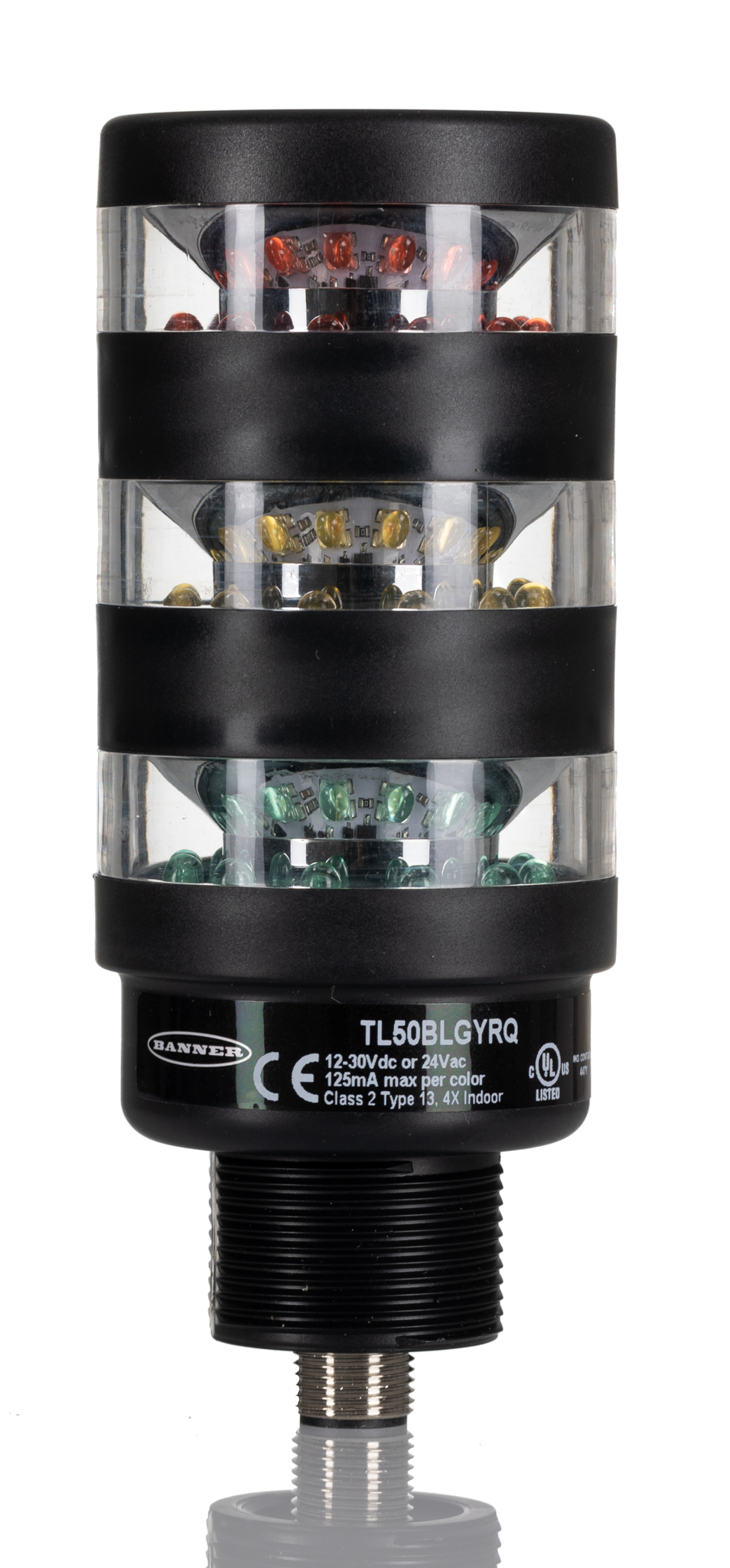 Banner TL50BL Series Red/Green/Yellow Signal Tower, 3 Lights, 12 → 30 V dc, Versatile Mount