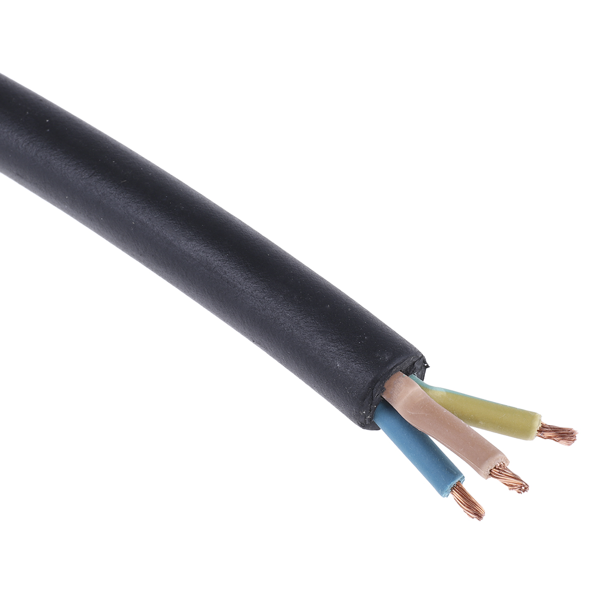 RS PRO TRS 1 mm² 3 Core Power Cable, H05RR-F, Black CPE, 100m