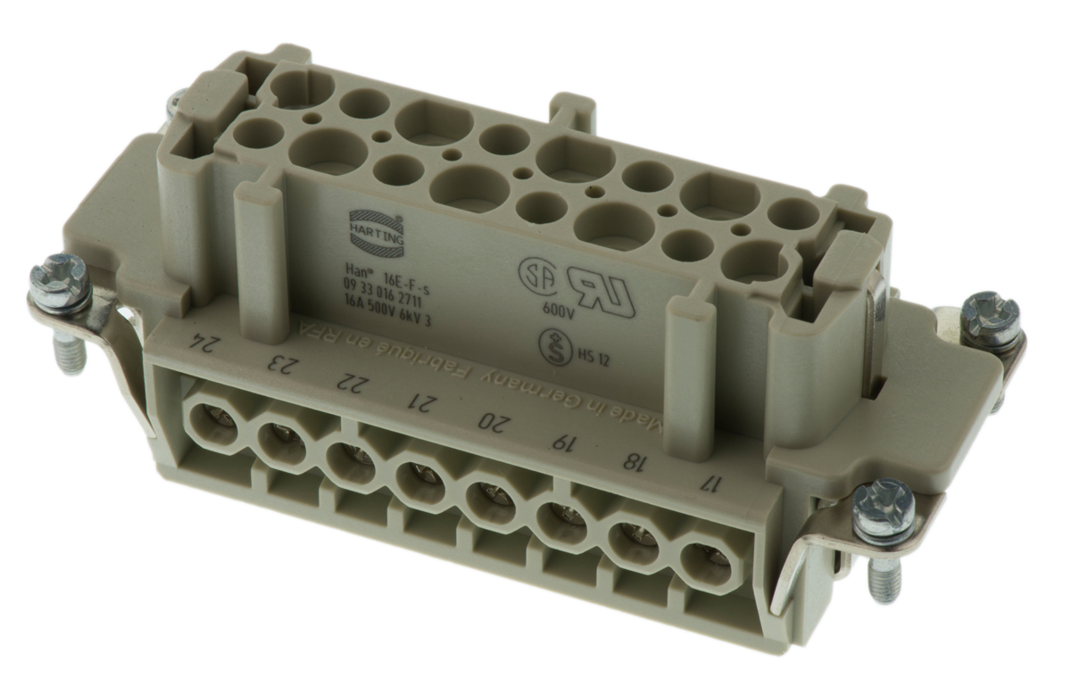 HARTING Heavy Duty Power Connector Insert, 16A, Female, Han E Series, 32 Contacts