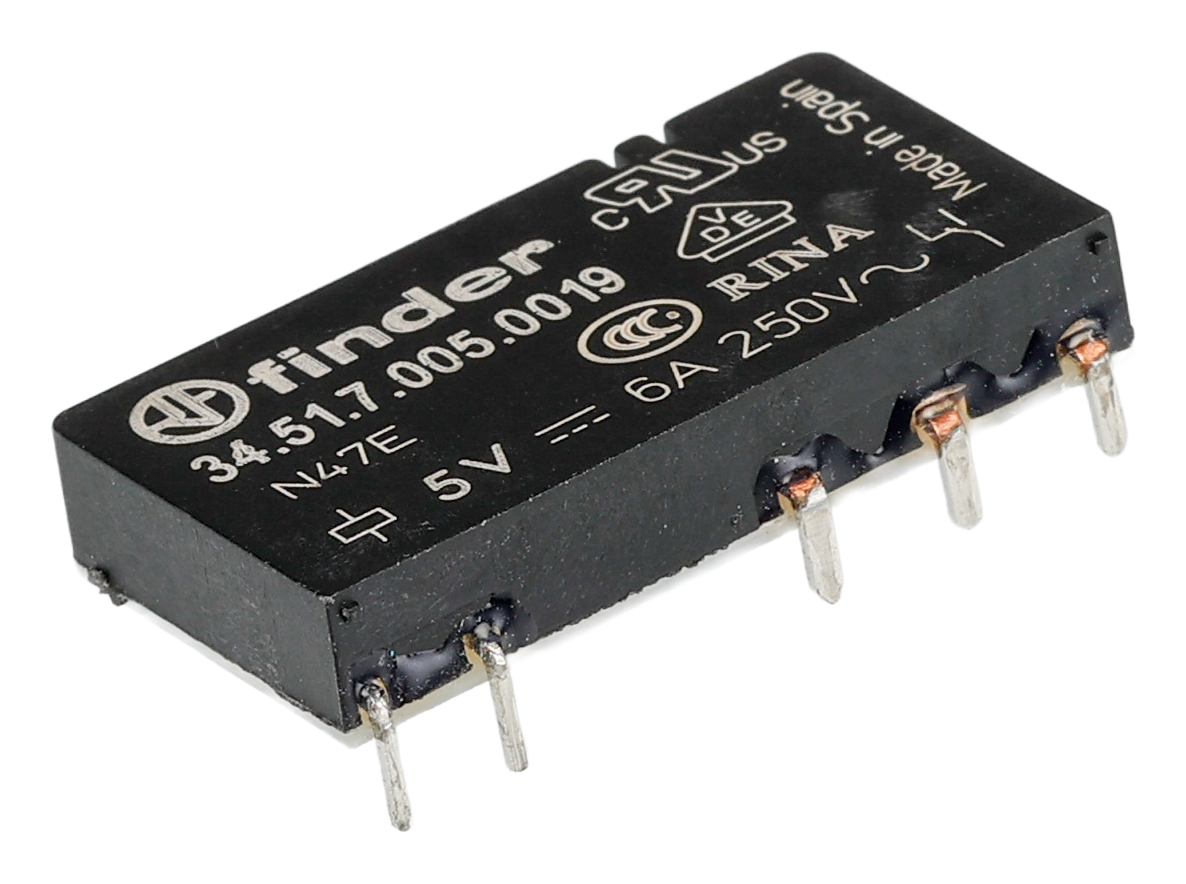 Finder PCB Mount Power Relay, 5V dc Coil, 6A Switching Current, SPDT