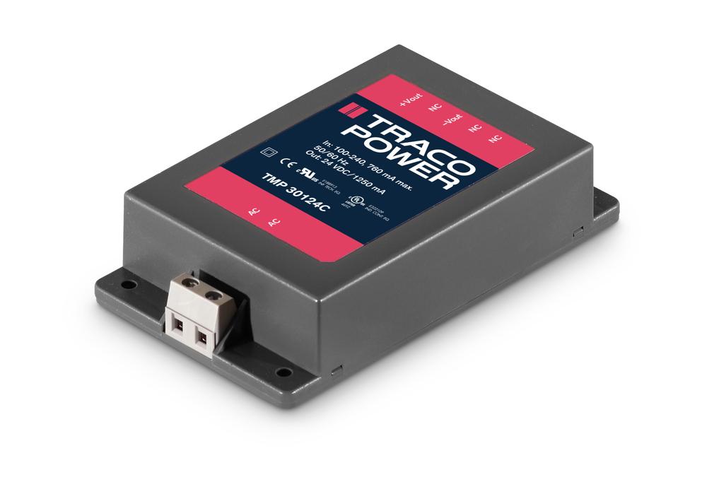 TRACOPOWER Switching Power Supply, TMP 30124C, 24V dc, 1.25A, 30W, 1 Output, 120 → 370 V dc, 85 → 264 V