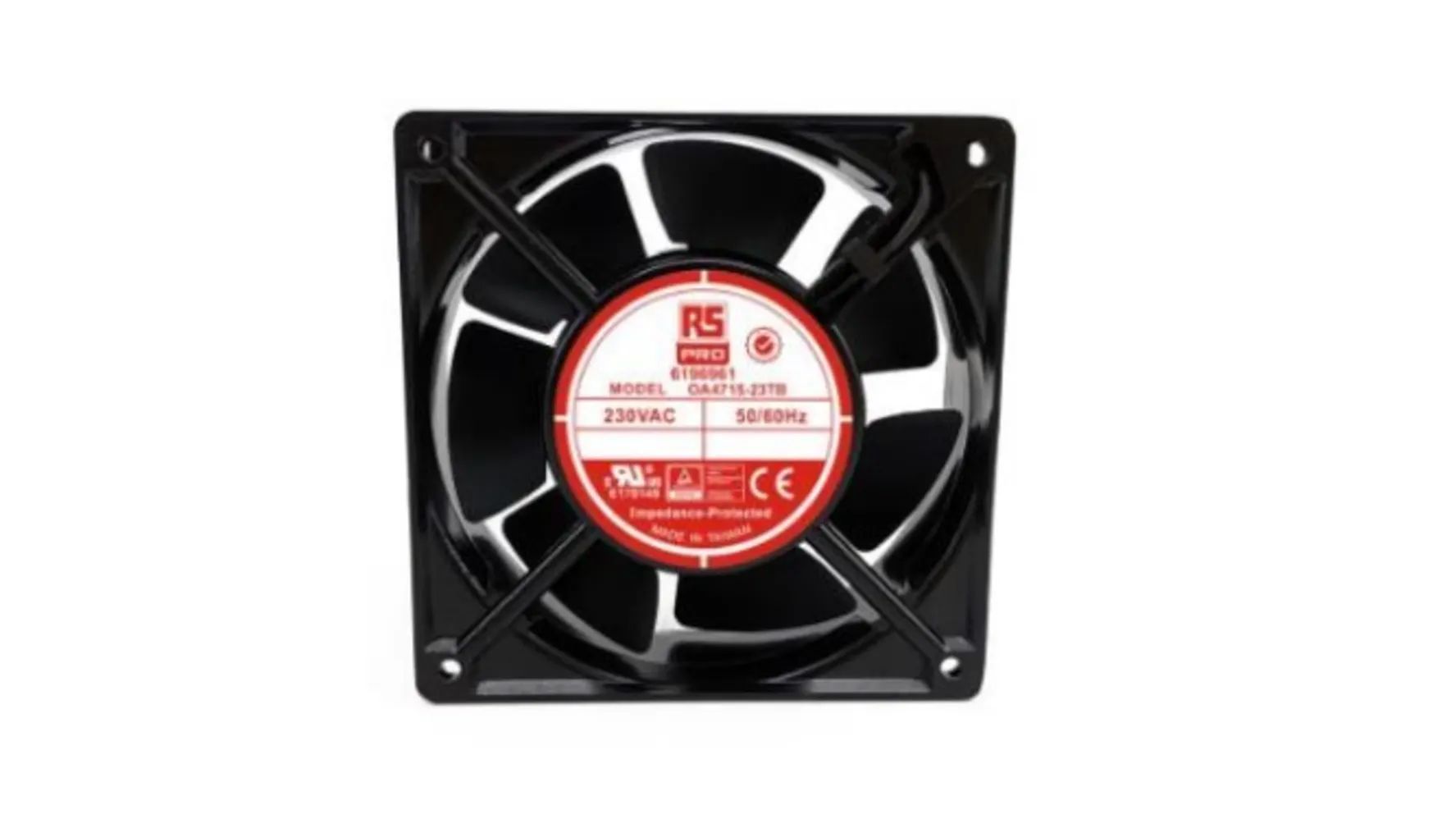 RS PRO Axial Fan, 230 V ac, AC Operation, 186.9m³/h, 24W, 230mA Max, IP44, 120 x 120 x 38mm