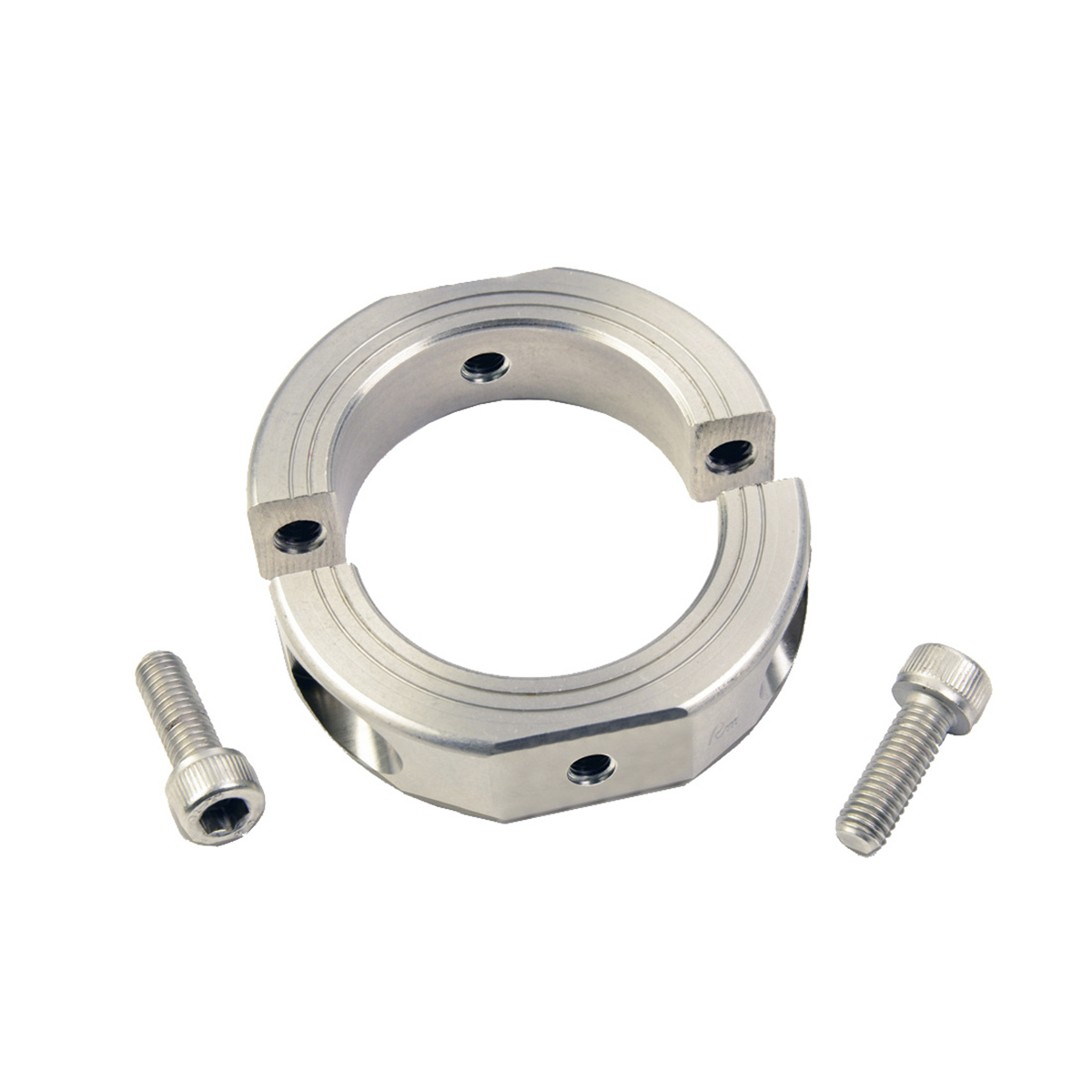 Ruland Shaft Collar, Two Piece, Clamp Screw, Bore 20mm, OD 40mm, W 15mm, Stainless Steel