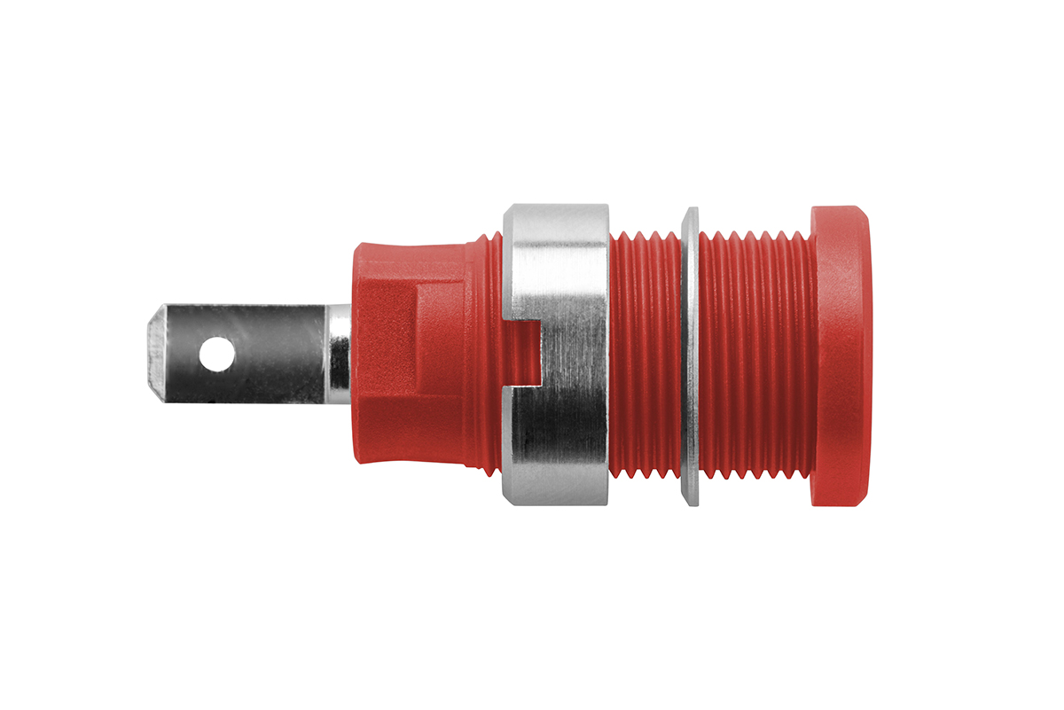 Schutzinger Red Female Banana Socket, 4 mm Connector, 24A, 1000V, Nickel Plating