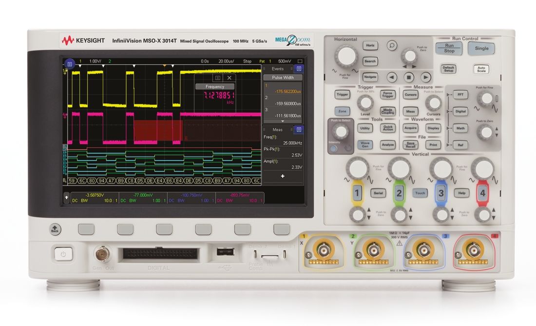 Keysight Technologies MSOX3014T InfiniiVision 3000T X Series, 100MHz Bench Oscilloscope, 4 Analogue Channels, 16