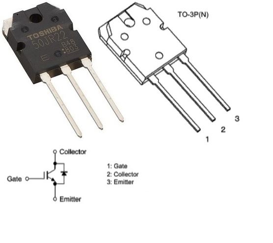 Toshiba GT50JR22 IGBT, 50 A 600 V, 3-Pin TO-3P, Through Hole