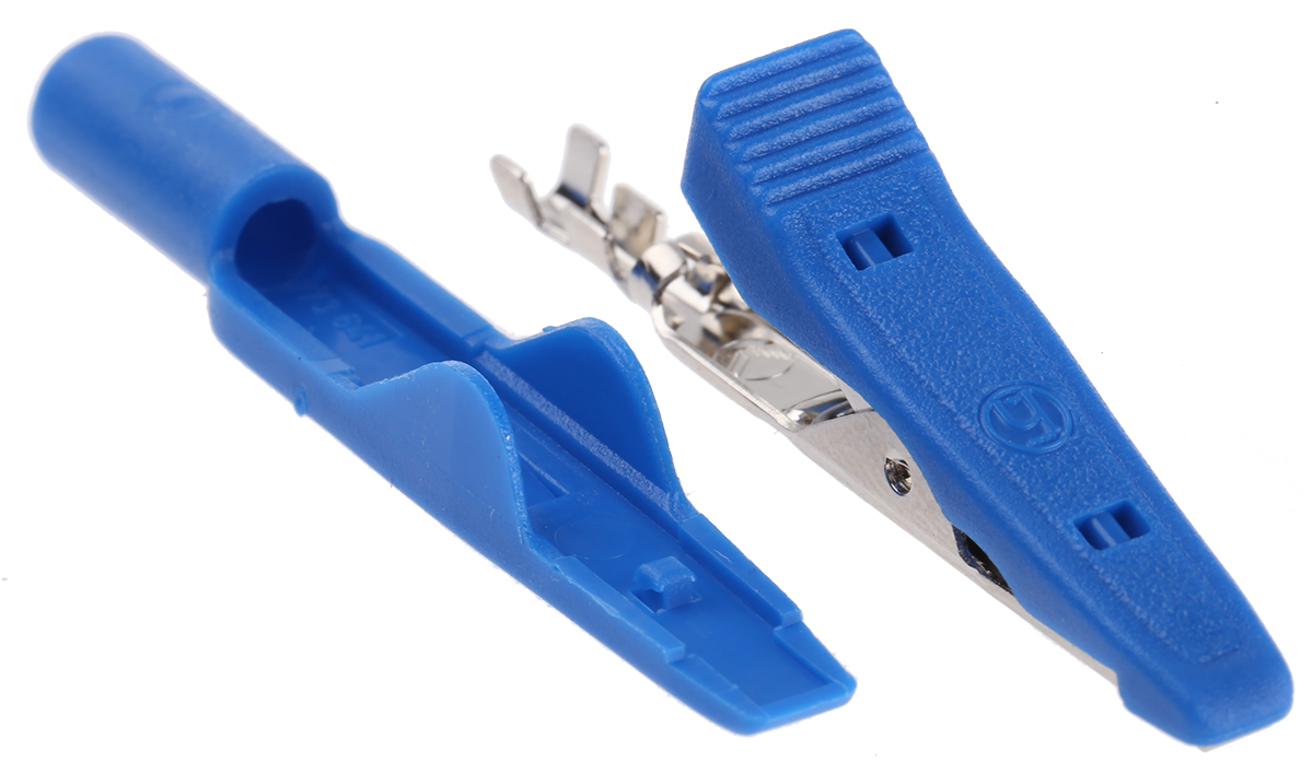 Hirschmann Test & Measurement Crocodile Clip, Brass, Bronze Contact, 8A, Blue