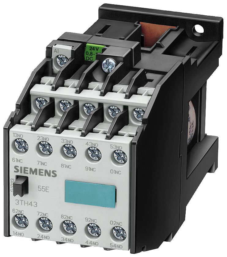 Siemens 3TH Contactor Relay, 24 V Coil, 10-Pole, 10 A 24 V, 10 NO, 888V