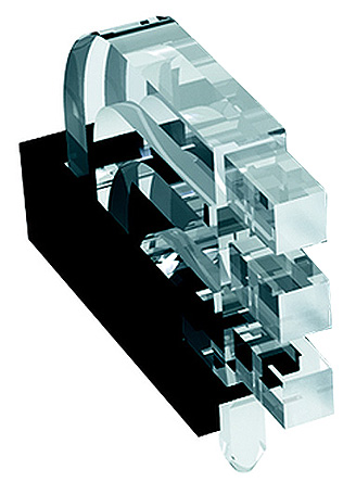 1296.2613 MENTOR, PCB Mounted 3-Way Right Angle LED Light Pipe, Tri-Level-Row Clear Square Lens