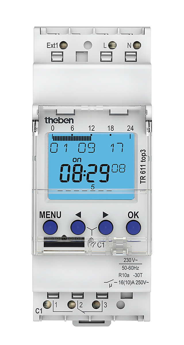 Theben Digital DIN Rail Time Switch 230 V ac, 1-Channel
