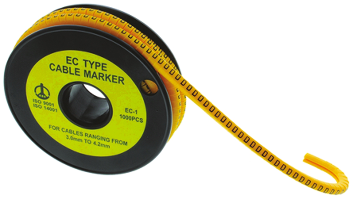 RS PRO Slide On Cable Markers, Black on Yellow, Pre-printed "X", 3 → 4.2mm Cable