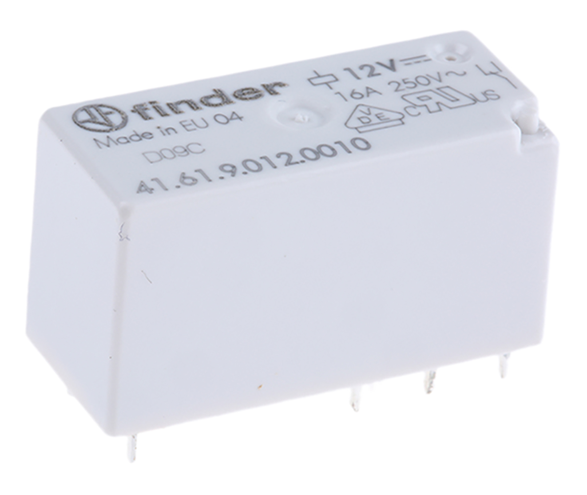 Finder PCB Mount Power Relay, 12V dc Coil, 16A Switching Current, SPDT