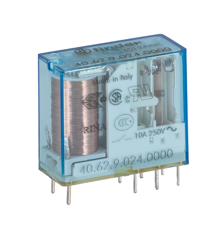 Finder PCB Mount Relay, 24V dc Coil, 10A Switching Current, DPDT