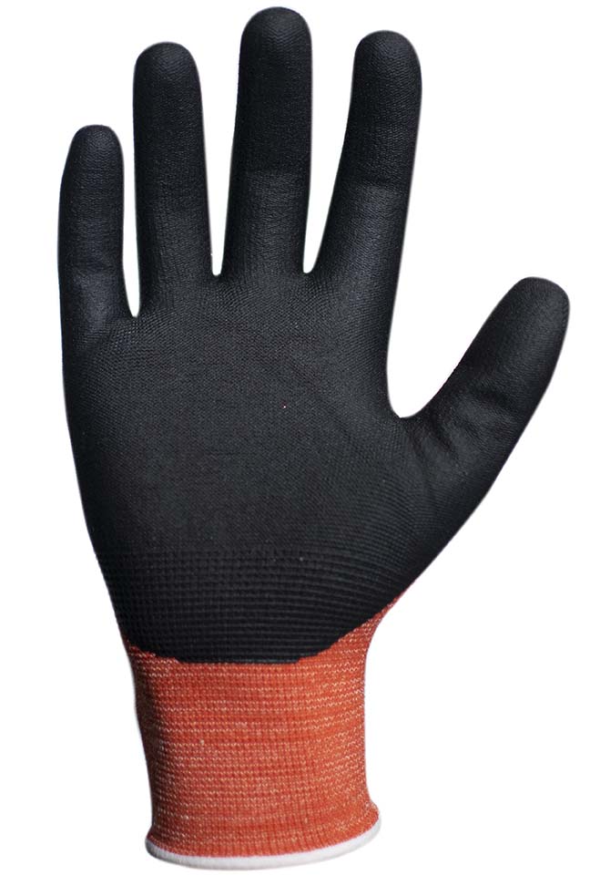 Traffi TG1900 Red Cotton Cotton, Polyethylene Terephthalate Cut Resistant Gloves, Size 9, Nitrile Micro-Foam Coating