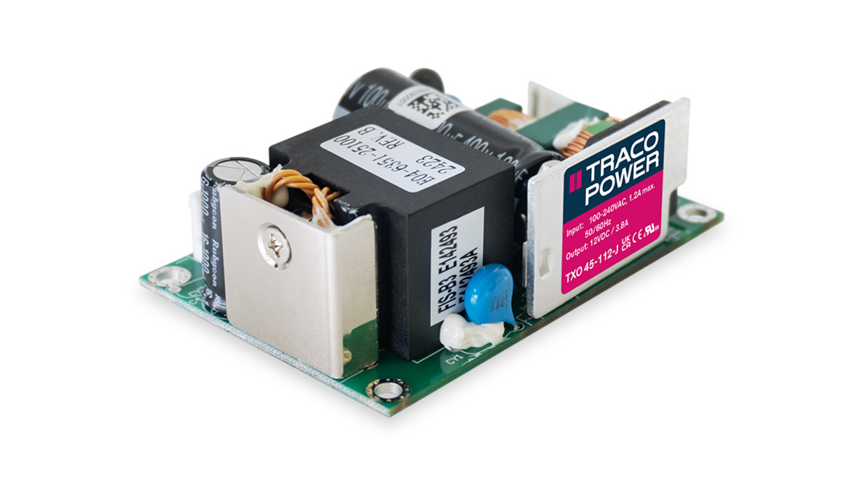 TRACOPOWER AC-DC Power Supply, TXO 45-124-J, 24V dc, 1.9A, 45W, 1 Output, 120 → 370V dc Input Voltage