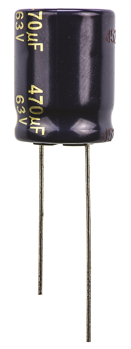 Panasonic 470μF Aluminium Electrolytic Capacitor 63V dc, Radial, Through Hole - EEUFC1J471