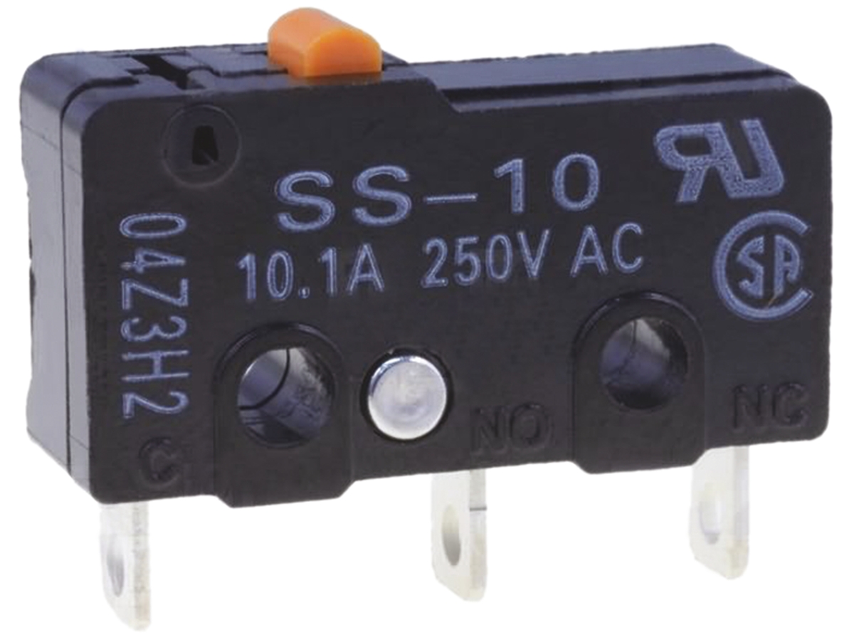 Omron Pin Plunger Micro Switch, Solder Terminal, 5 A @ 125 V ac, SP-CO, IP40