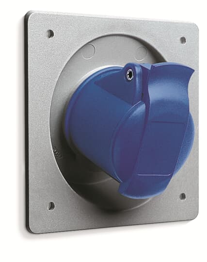 Amphenol Industrial, 2CMA1 IP44 Blue Panel Mount 2P+E Angled Industrial Power Socket, Rated At 16A, 250 V
